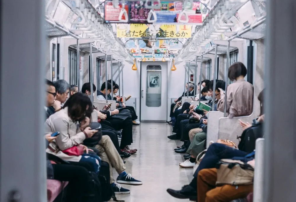 Inside a train in Japan