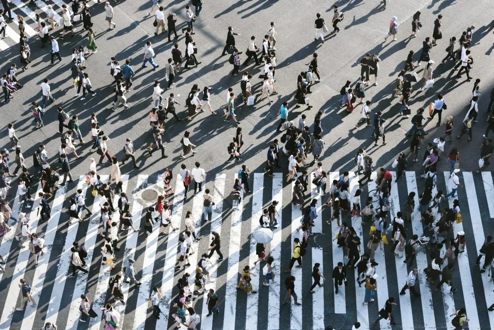 The scramble crossing in Shibuya